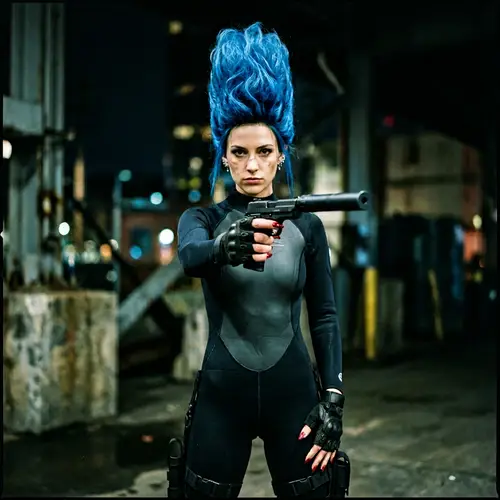 Marge Simpson in Wetsuit with Pistol - Bold and Confident Look