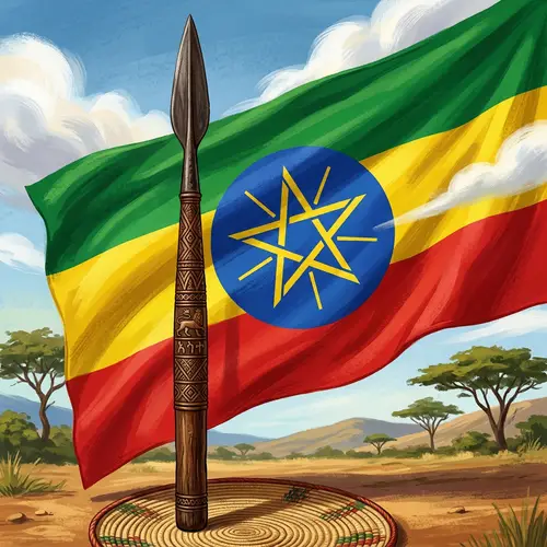Ethiopian Fano Armi Illustration with Vibrant Flag