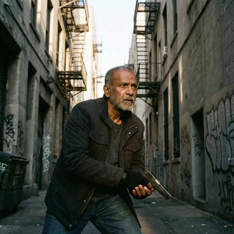 Mysterious Gunman - Urban Action Scene