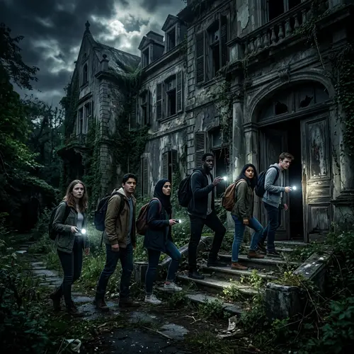 Exploring Abandoned Mansion with Diverse Group of Students