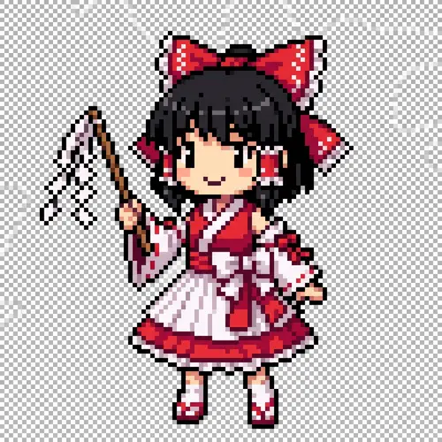 8-Bit Reimu Hakurei Pixel Art Shrine Maiden