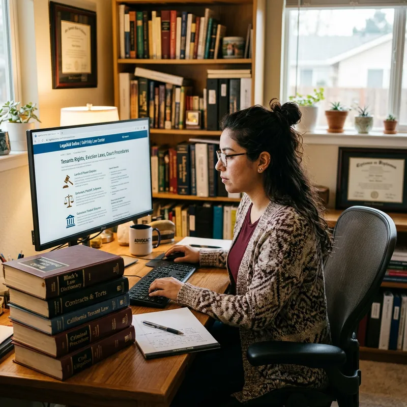 Hispanic Woman Engaged in Legal Online Research | Digital Self-Learning