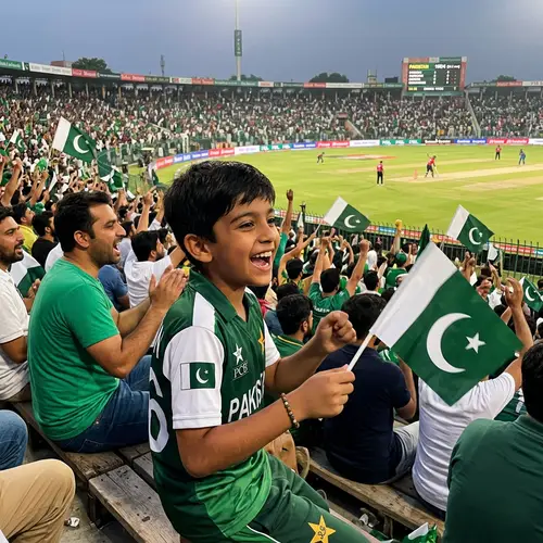 Enthusiastic South Asian Boy Supports Pakistan Cricket Team