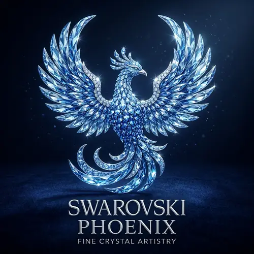 SWAROVSKI Phoenix Logo with Cold-Tone Blues