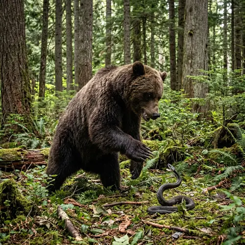 Powerful Bear vs. Defiant Snake in Wild Encounter