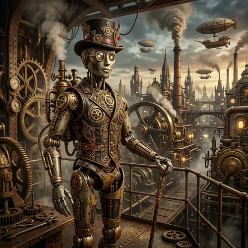 Steampunk Automaton Composition | Victorian-themed Artwork
