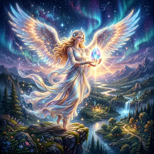 Goddess Angel Illuminating a Magical Landscape