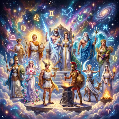 The Twelve Olympian Gods in Celestial Beauty