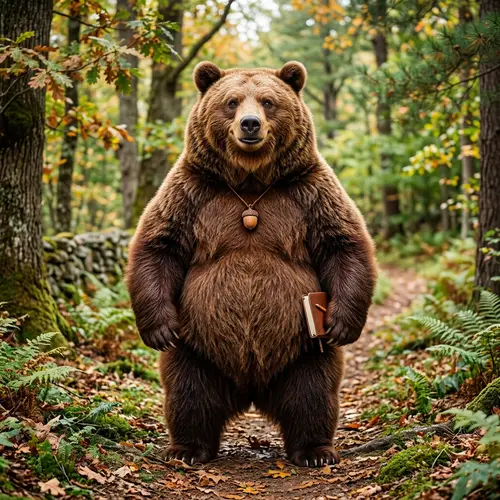 Obese Brown Bear: Anthropomorphic Charm in Rich Brown Fur