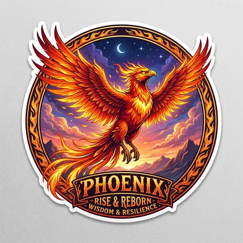 Mythical Phoenix Sticker - Majestic Firebird Design