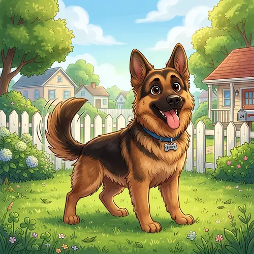 Cheerful Cartoon German Shepherd Art