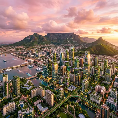 Cape Town 3020: Urban Forest Transformation & Sunset-Inspired Skyscrapers