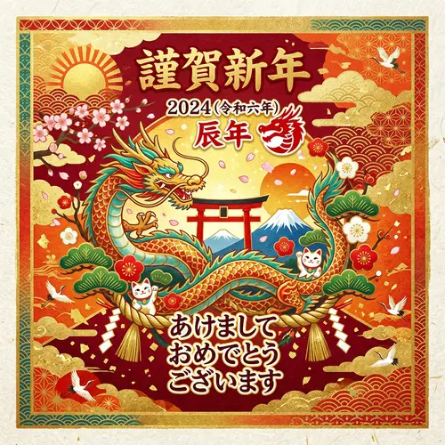 New Year 2024: Year of the Dragon Greeting Card Design