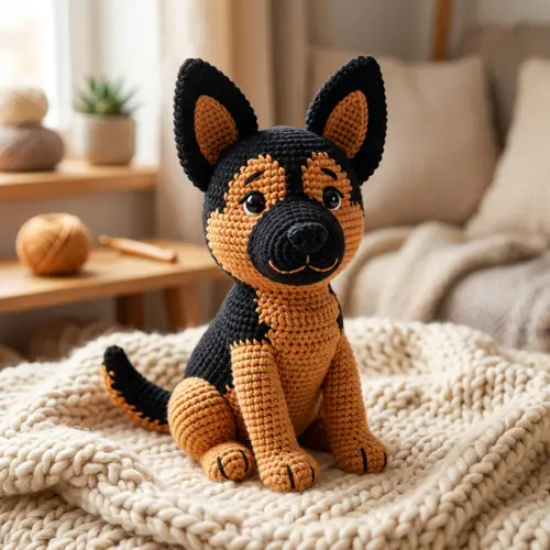 Handmade Crochet German Shepherd Amigurumi Toy