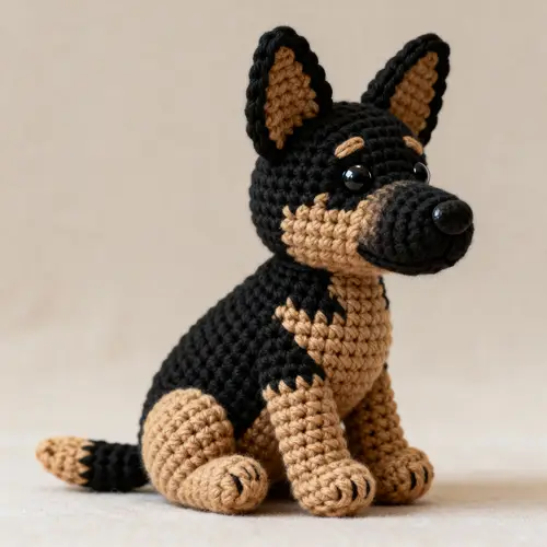 Handmade Crochet German Shepherd Amigurumi Toy