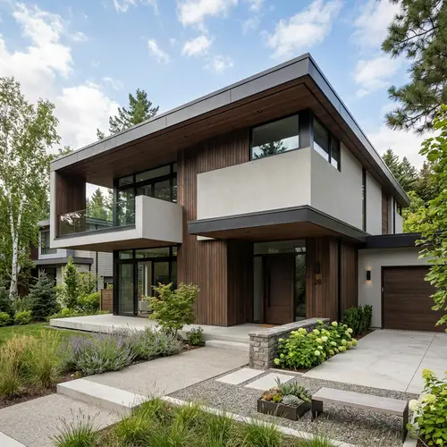 Modern Home Facade with Stylish Overhangs