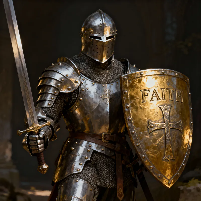 Ancient Soldier in Armor: Faith and Valor