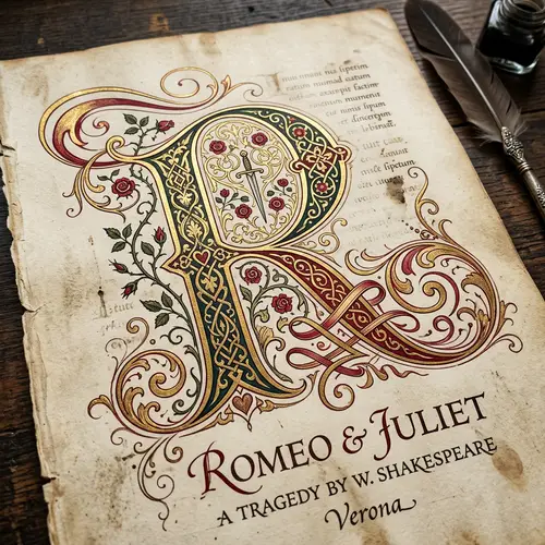 Elegant Letter R for Romeo and Juliet
