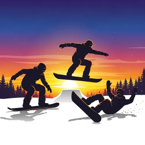 Dynamic Snowboarder Silhouette Animations