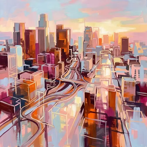 Abstract Urban Landscape at Sunset