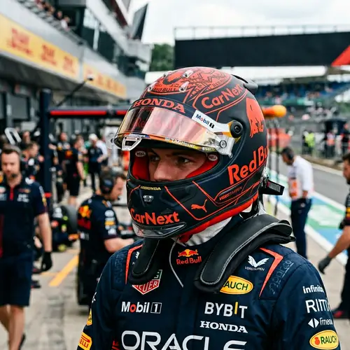 F1 Driver Headshot: Red & Black Helmet