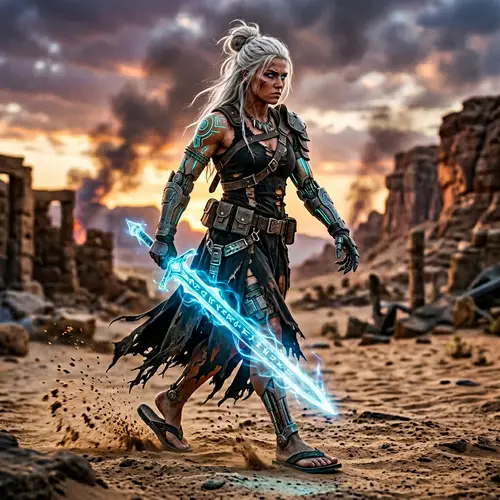 Cybernetic Warrior in Flip Flops | Fantasy Artwork