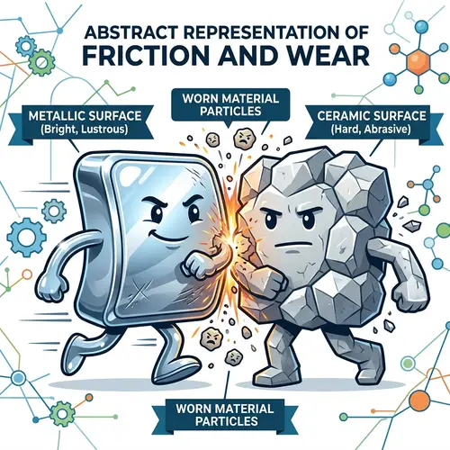 Abstract Representation of Friction and Wear | Metallic vs Ceramic Surfaces