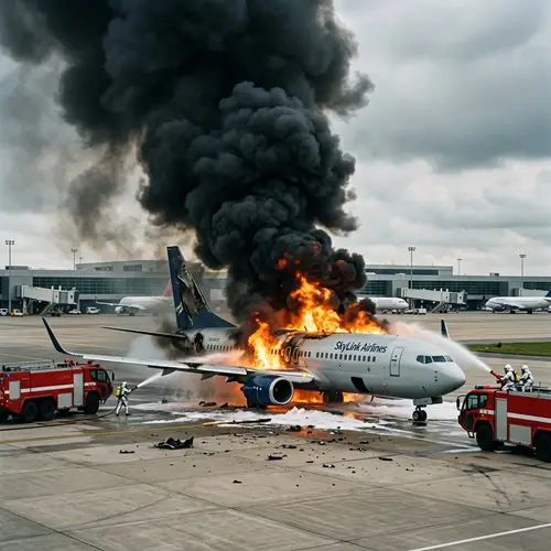 AI-Generated Image of a Burning Airplane