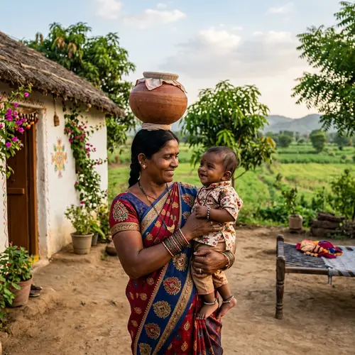 Radiant South Asian Infant Boy with Maternal Love