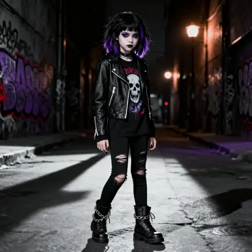 Goth Emo Style: Full Body Teen Girl Fashion