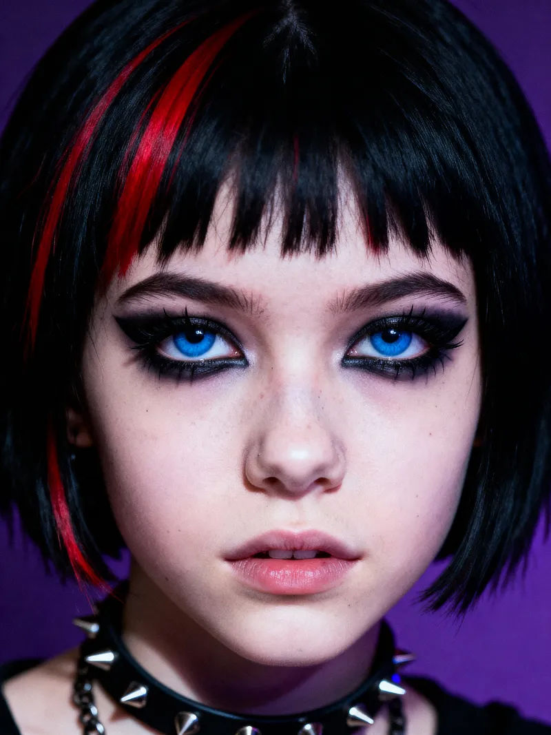 Gothic Style Teen Girl with Bold Features
