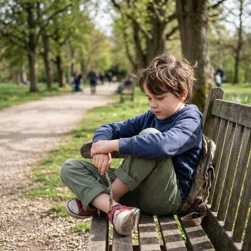 Boy Sitting with Bent Knees
