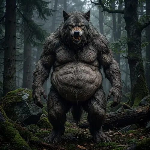 Colossal Werewolf with Gigantic Belly - Obesity in Focus