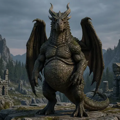 Unique Obese Dragon with Horse-Like Silhouette