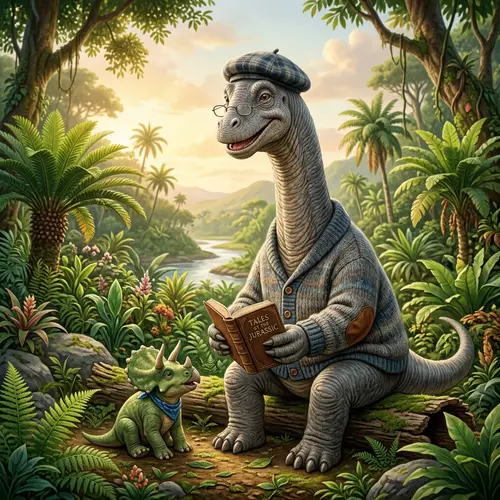Charming Dinosaur Grandpa: Cross-Species Intergenerational Bonding