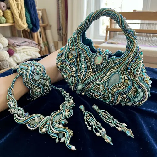 Unique Beaded Bag and Jewelry Set Designs
