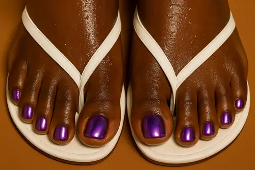 Glamorous African American Feet in Thong Sandals