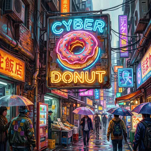 Cyber Donut Neon Sign - Cyberpunk Art & Lighting