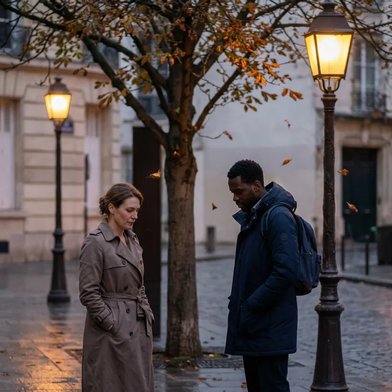 Heartfelt Image of Couple Breaking Up on Dimly Lit Street Heartfelt Image of Couple Breaking Up on Dimly Lit Street