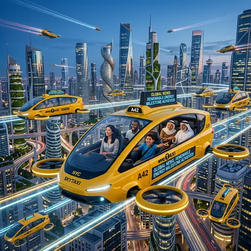 Futuristic Self-Driving Taxis: Skybound Eco-Friendly Transportation