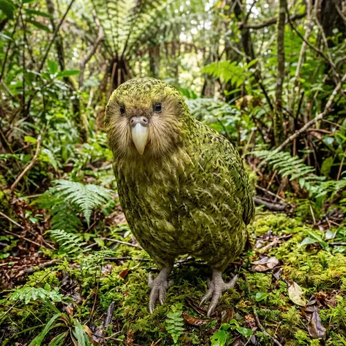Ultra-Realistic Kākāpō in New Zealand Rainforest
