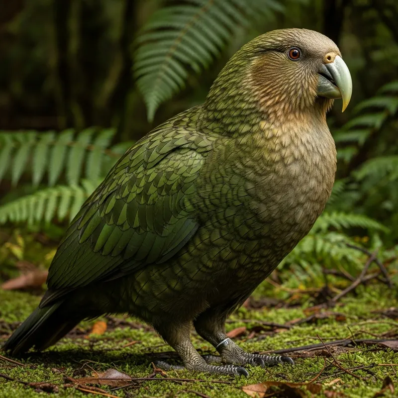 Ultra-Realistic Kākāpō in New Zealand Rainforest