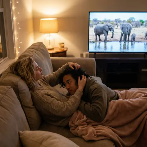 Cozy Moments: A Girl and Her Boyfriend on the Couch