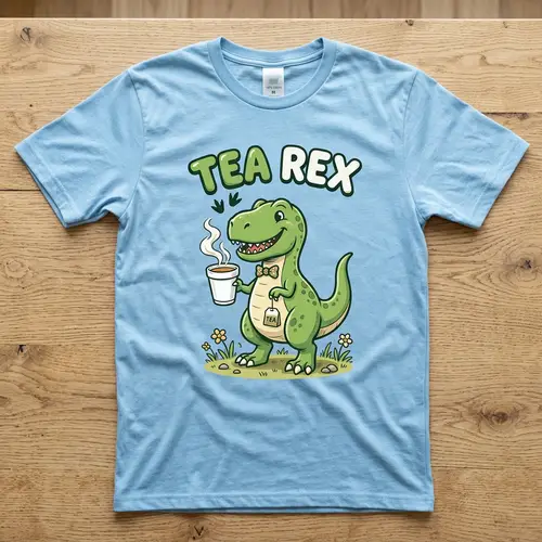 Unique Tea Rex T-Shirt - Fun Dinosaur Design
