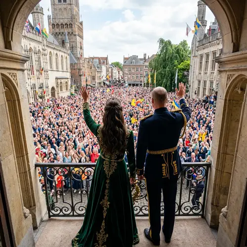 Royal Couple Waves to Crowd - Prince & Princess