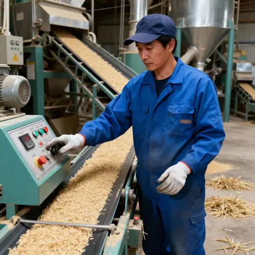 Dedicated Rice Mill Factory Worker on Duty