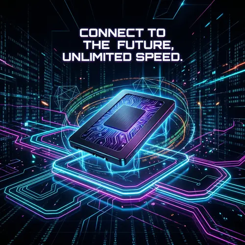 Cyberpunk Poster Design - Connect to the Future, Unlimited Speed