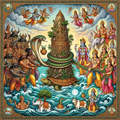 Samudra Manthan: Gods and Demons Engaged in Epic Churning