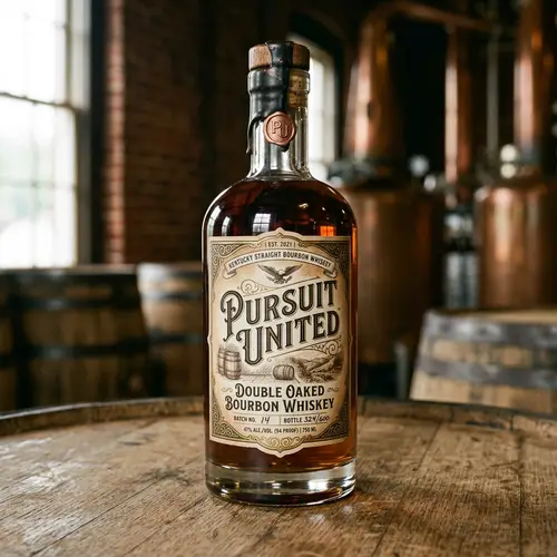 Pursuit United Double Oaked Bourbon - Vintage Label Design