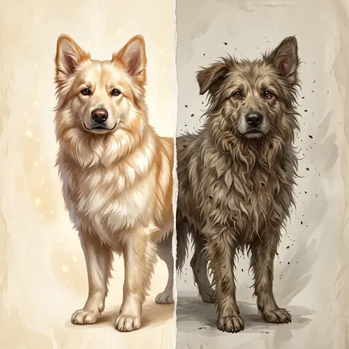 Clean vs Dirty Dog: Striking Contrast Illustration